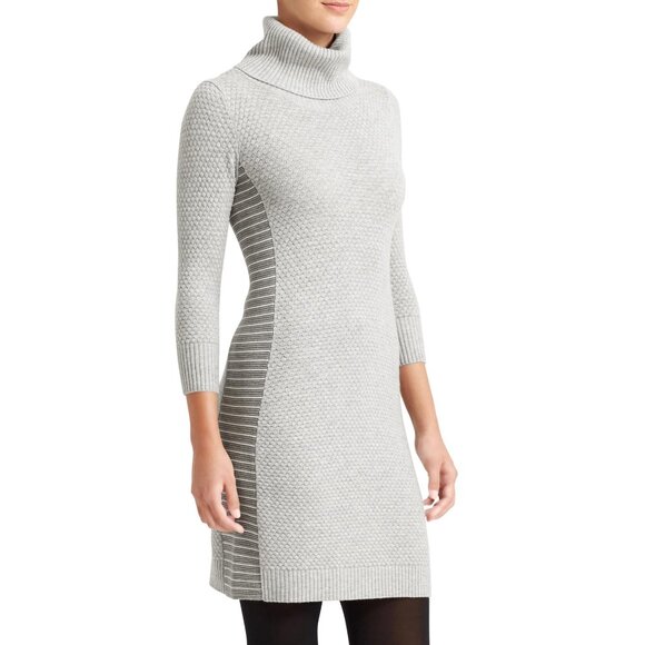 ATHLETA Merino Extra Fine Wool Sweater Dress XS Gray Turtleneck 3/4 Sleeve - Picture 1 of 11